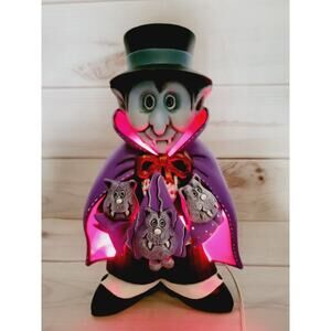 Vintage Hand Painted Ceramic Halloween Vampire Dracula Lighted 15" Figurine